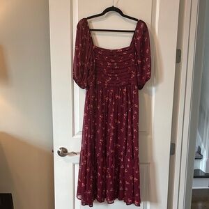 Ditsy Floral Burgundy Dress